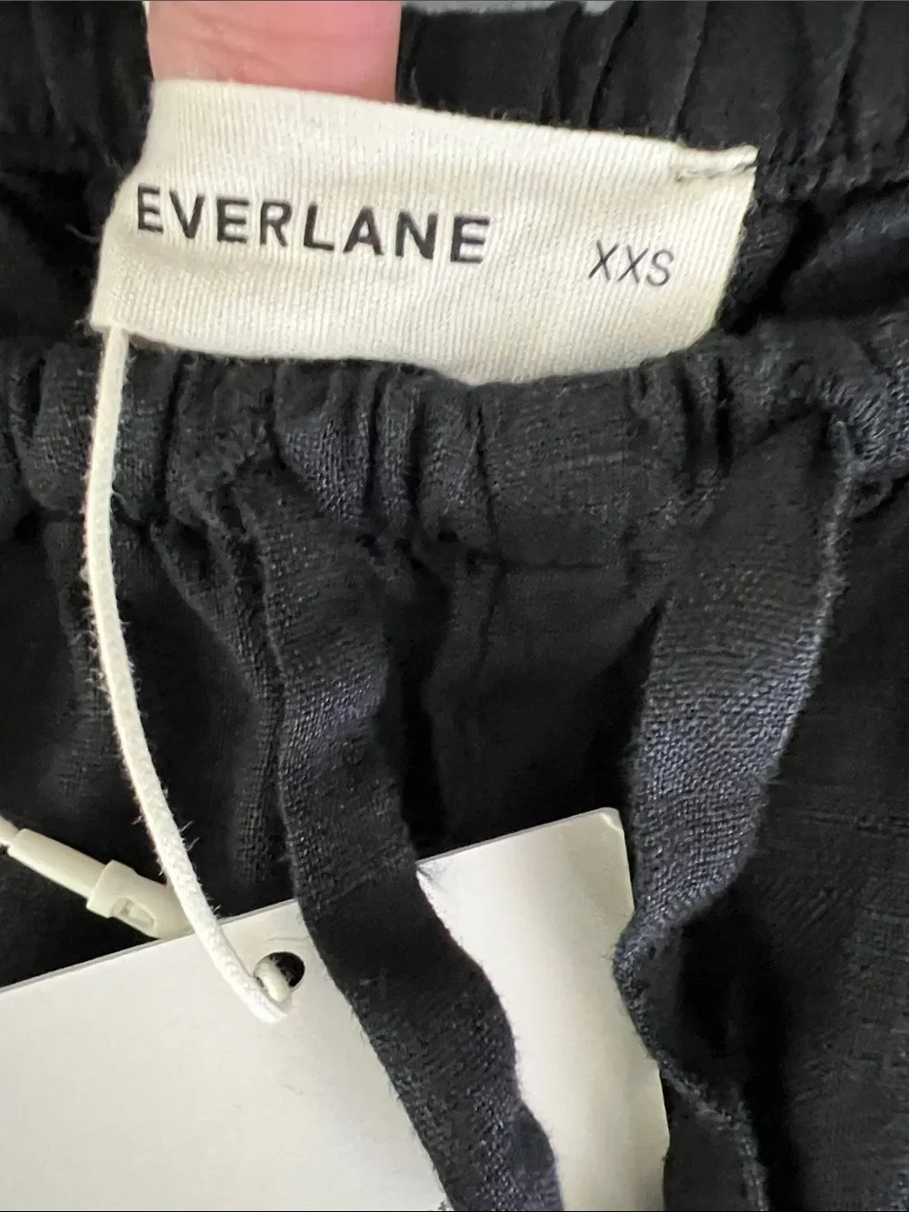 New Everlane THE DRAWSTRING PANT IN LINEN Black Size XXS